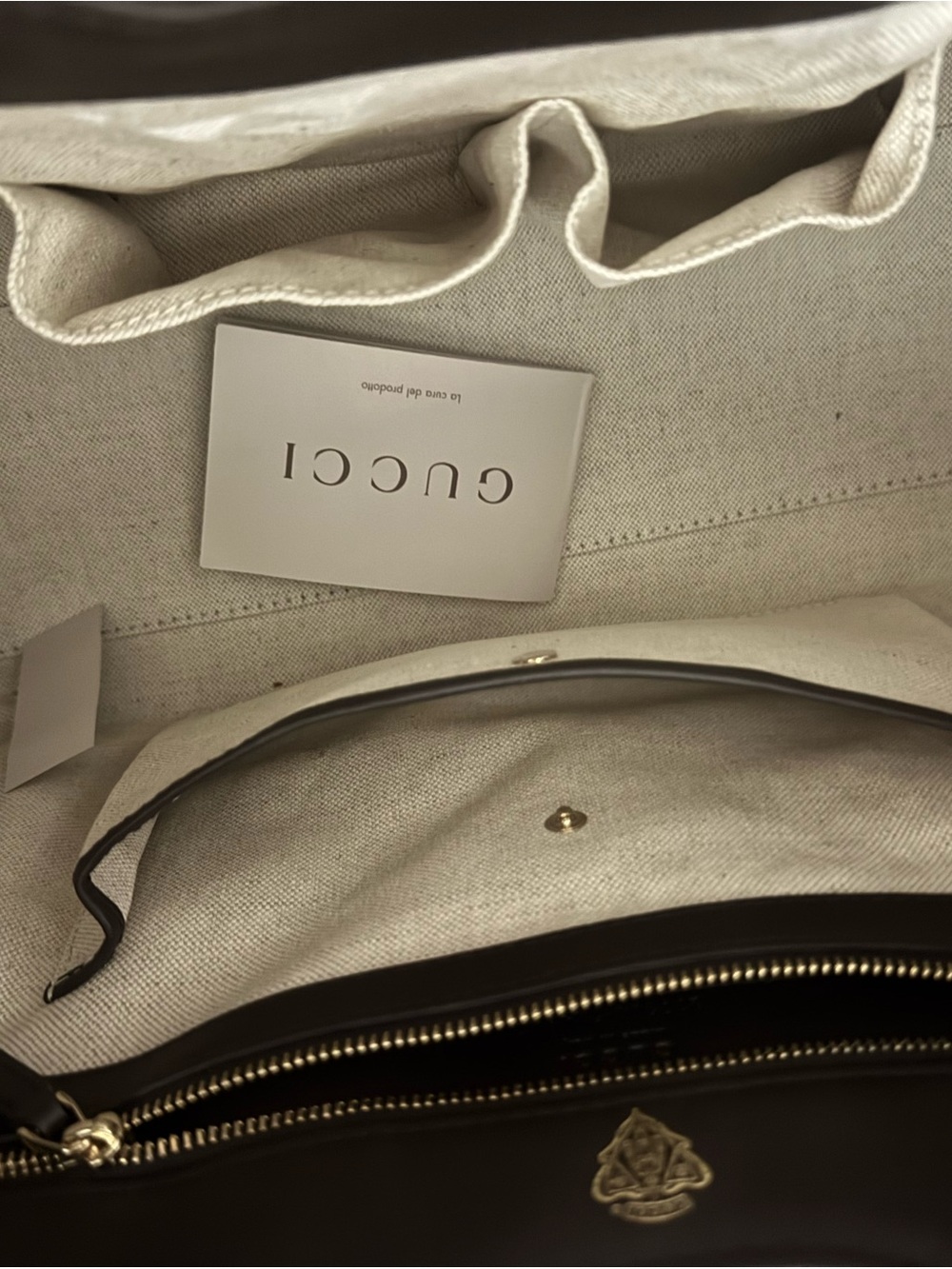 Gucci Brown & Cream Python-Print Satchel with Gold Hardware - Picture 3 of 8